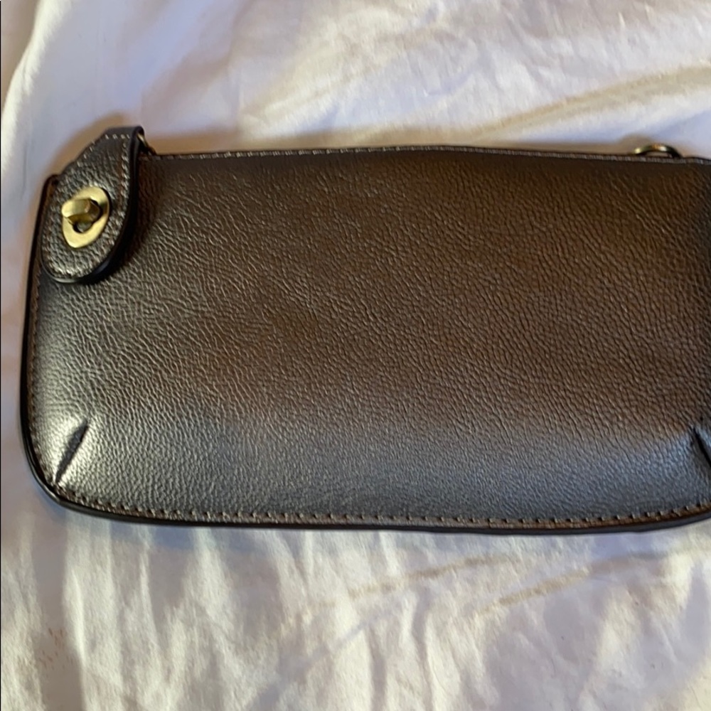 Shimmery dark gray wristlet or handbag